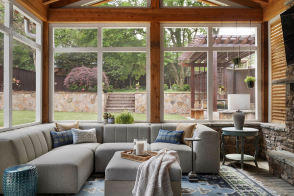 Screened in porch living are Poncey-Highland | Copper Sky Design & Remodel